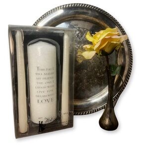 Unity Candle Bundle - Silver-plate Tray and Bud Vase